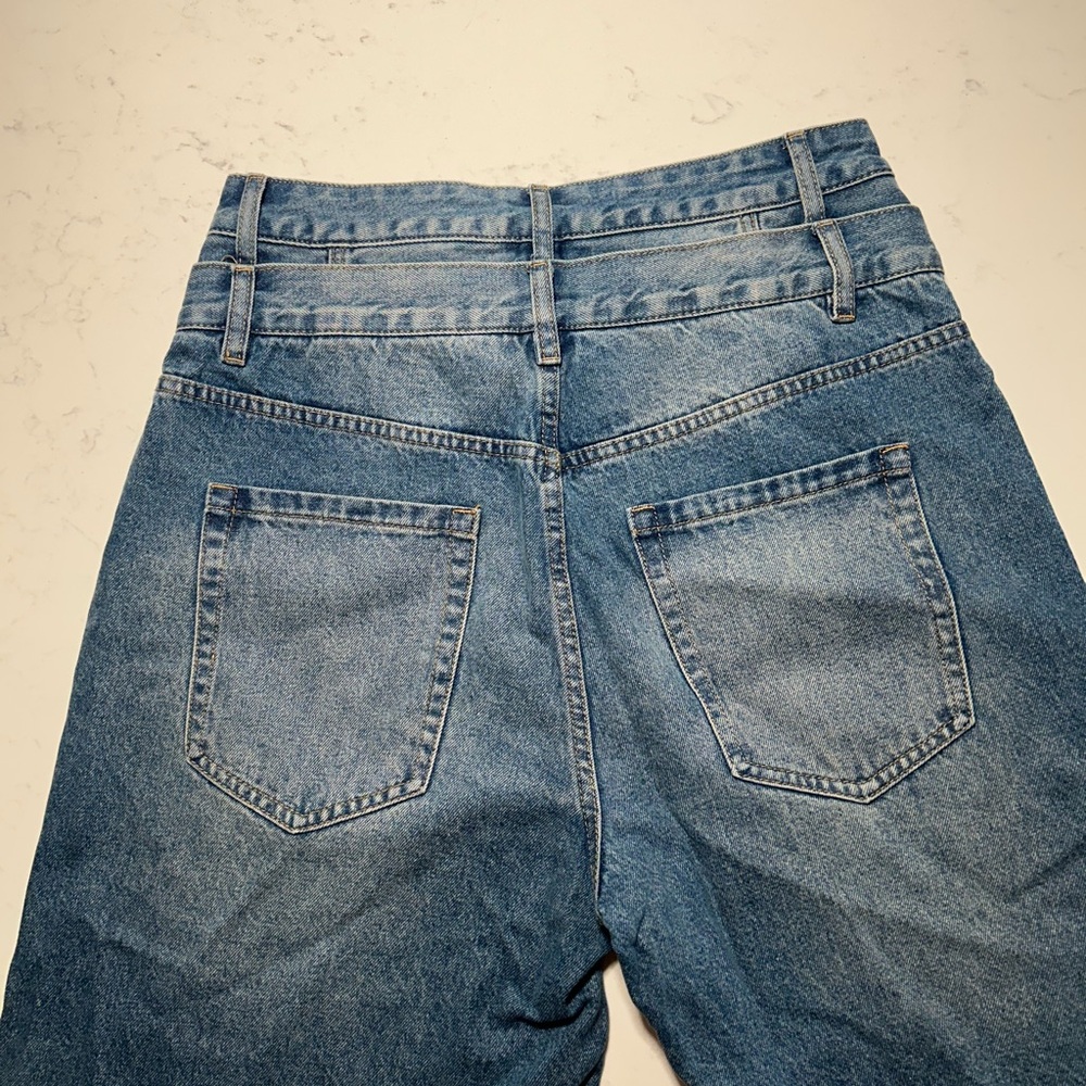 High Waist Blue Denim Jean Bermuda
 for Women - Picture 9 of 13